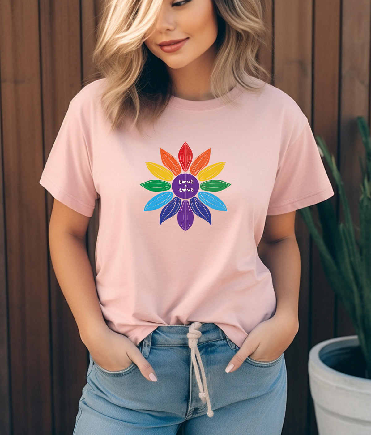 Pride Love is Love Shirt, Cute Rainbow Flower Tee, LGBTQ+, Celebrate Equality and Love This Pride Month