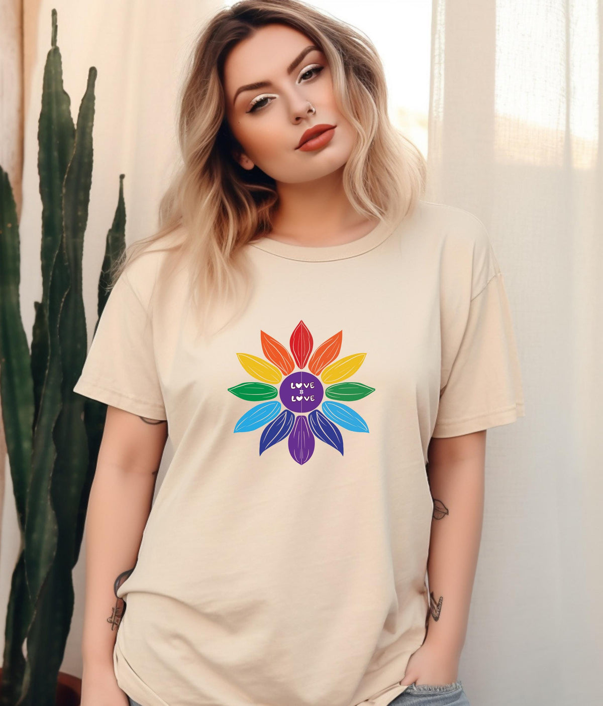 Pride Love is Love Shirt, Cute Rainbow Flower Tee, LGBTQ+, Celebrate Equality and Love This Pride Month