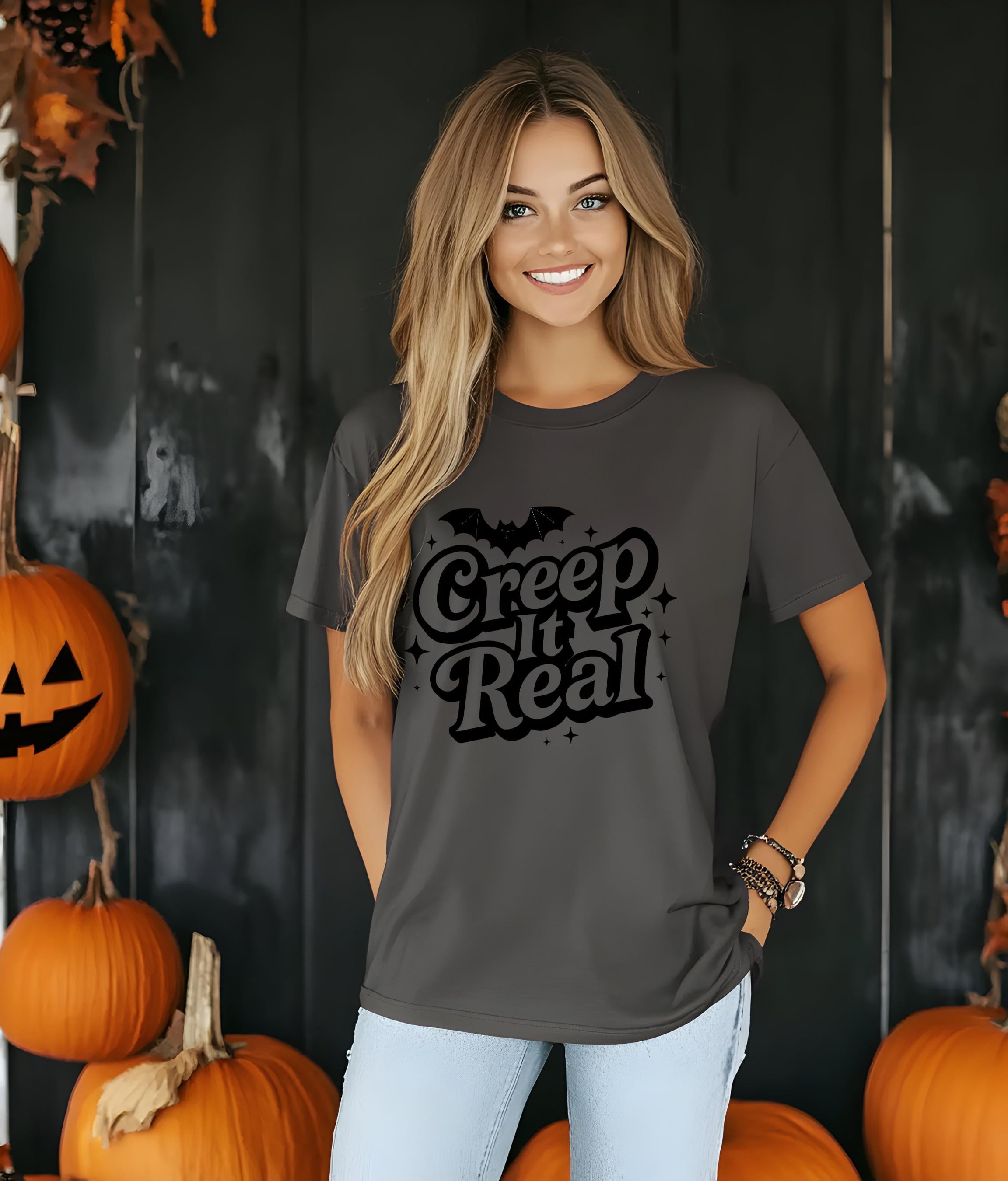 Creep It Real T-Shirt, Funny Halloween Teacher Ghost Tee, Vintage Nurse Apparel, Spooky Fall Shirt for Women, Halloween Part TShirt