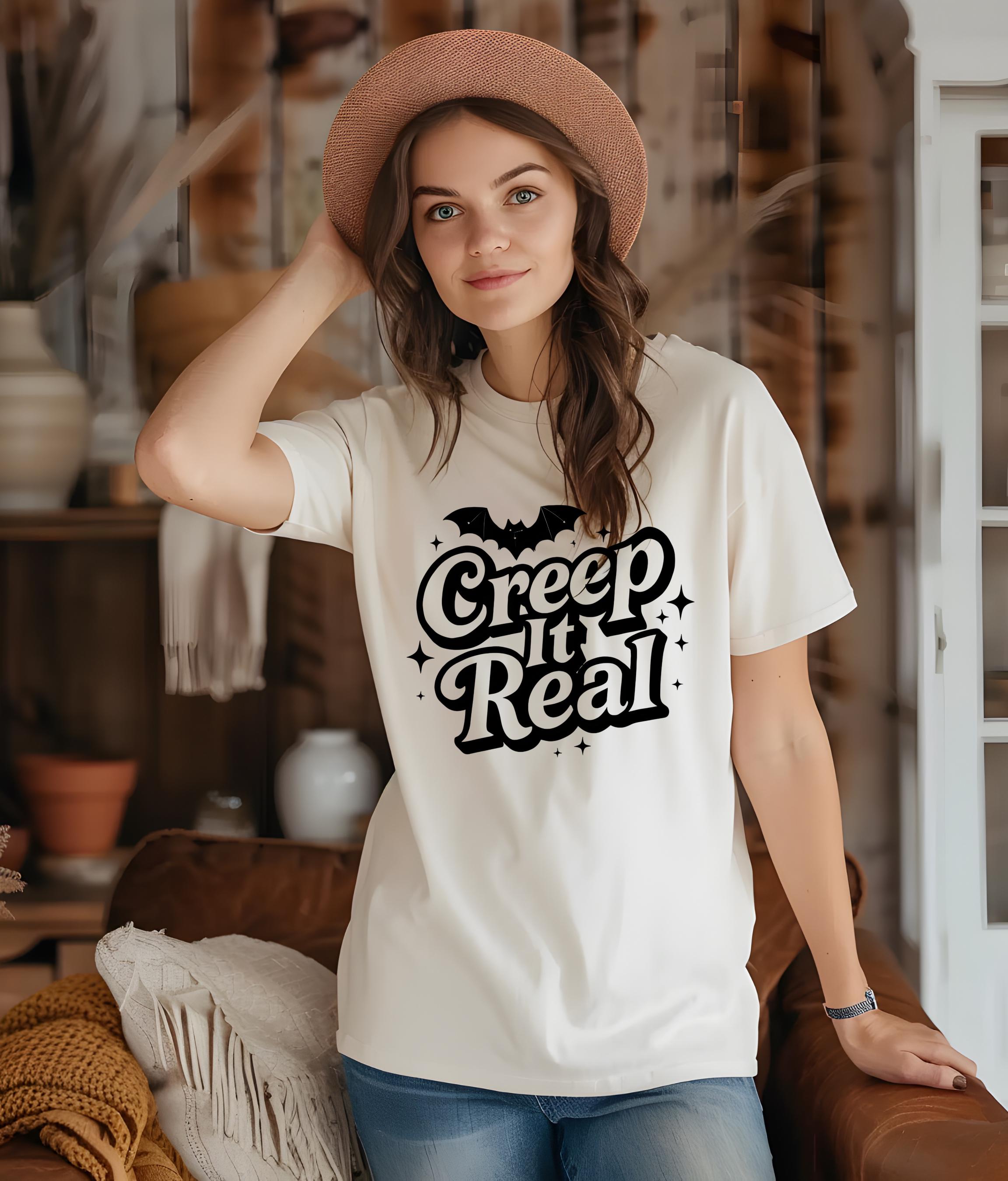 Creep It Real T-Shirt, Funny Halloween Teacher Ghost Tee, Vintage Nurse Apparel, Spooky Fall Shirt for Women, Halloween Part TShirt