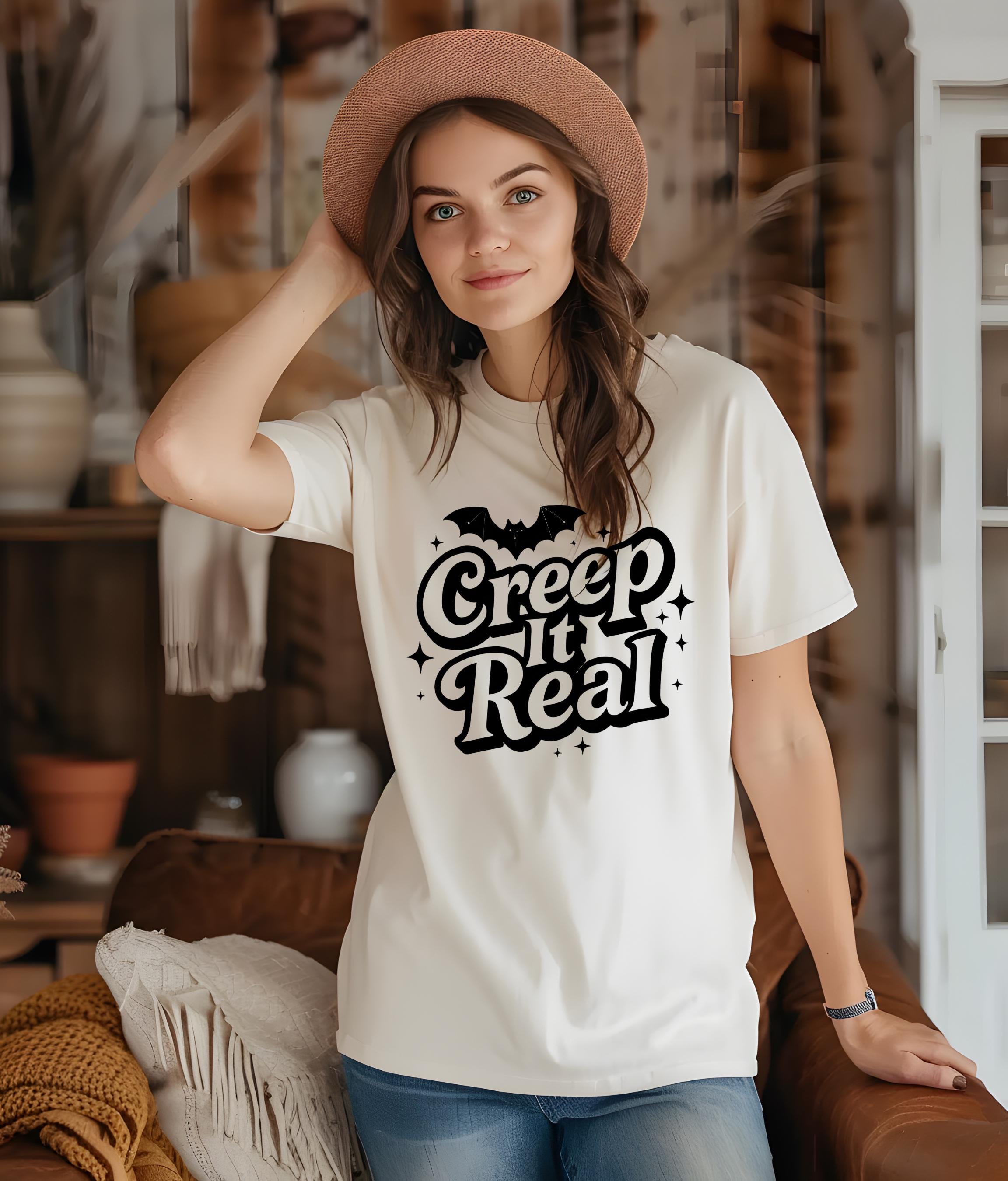 Creep It Real T-Shirt, Funny Halloween Teacher Ghost Tee, Vintage Nurse Apparel, Spooky Fall Shirt for Women, Halloween Part TShirt