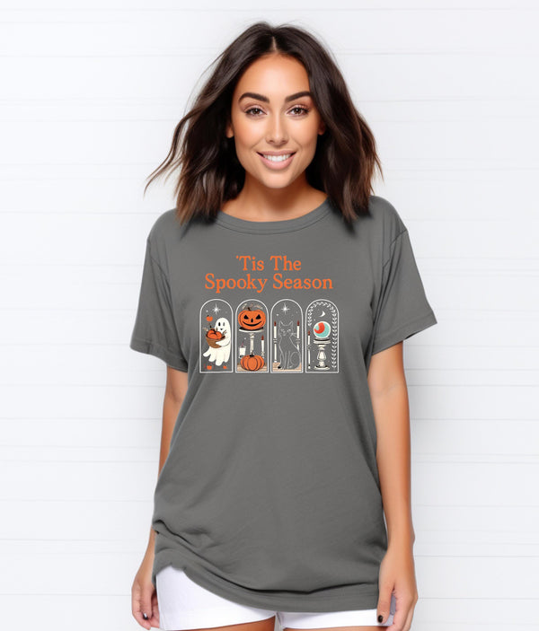 Halloween Tis the Spooky Season T-shirt, Halloween Pumpkin Tee, Fall Vibes Shirt, Cute Autumn Gift for Women