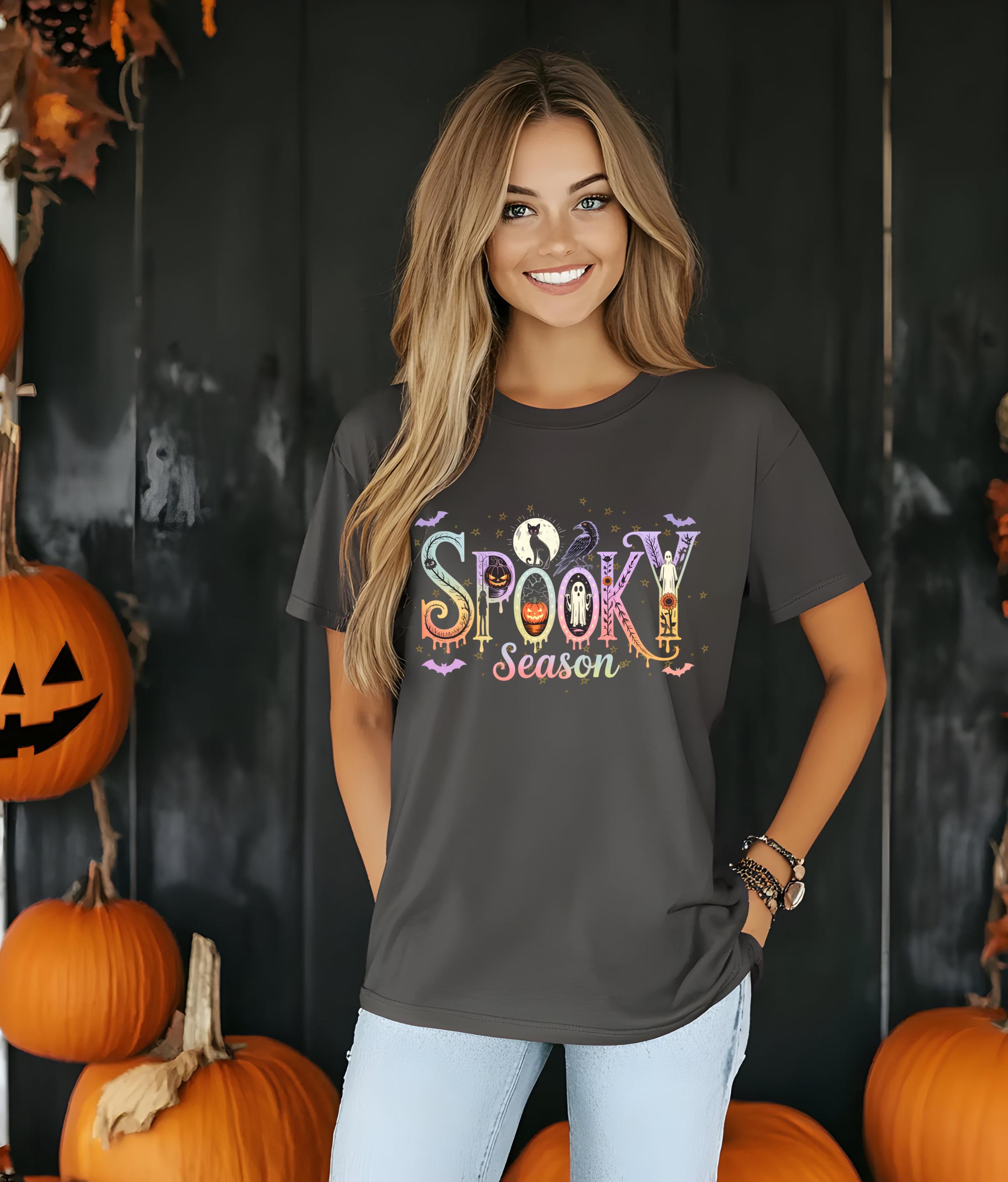 Spooky Season T-Shirt, Halloween Tee, Fall Fashion Top, Autumn Shirt, Trick or Treat Apparel, Gift for Haunted Holidays