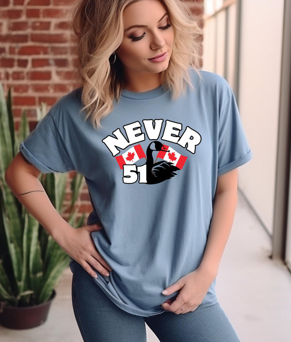 Never 51 T-Shirt, Patriotic Canadian Tee, Funny Anti-Trump Gift, Canada Day Shirt, Unisex Apparel for All