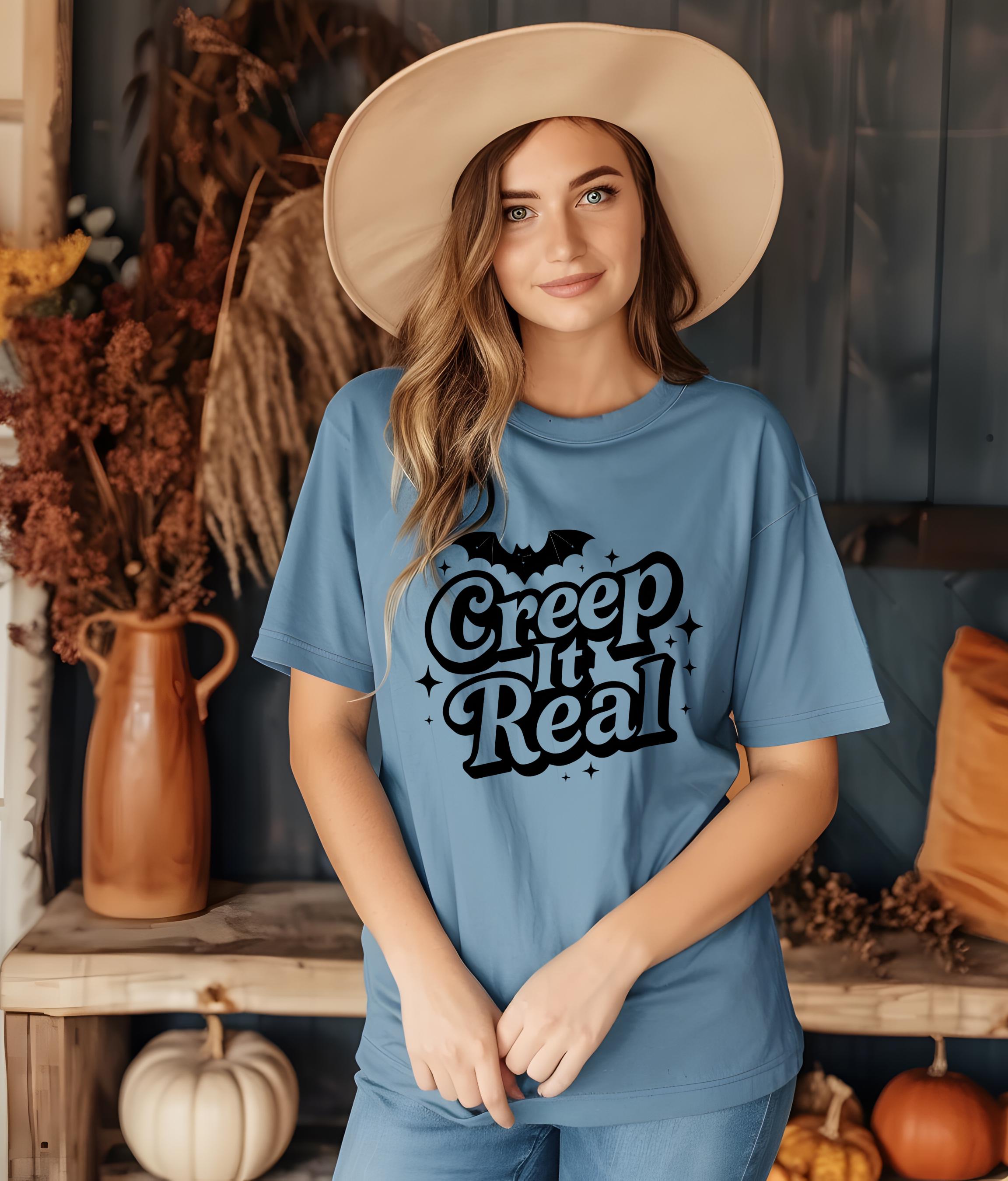 Creep It Real T-Shirt, Funny Halloween Teacher Ghost Tee, Vintage Nurse Apparel, Spooky Fall Shirt for Women, Halloween Part TShirt