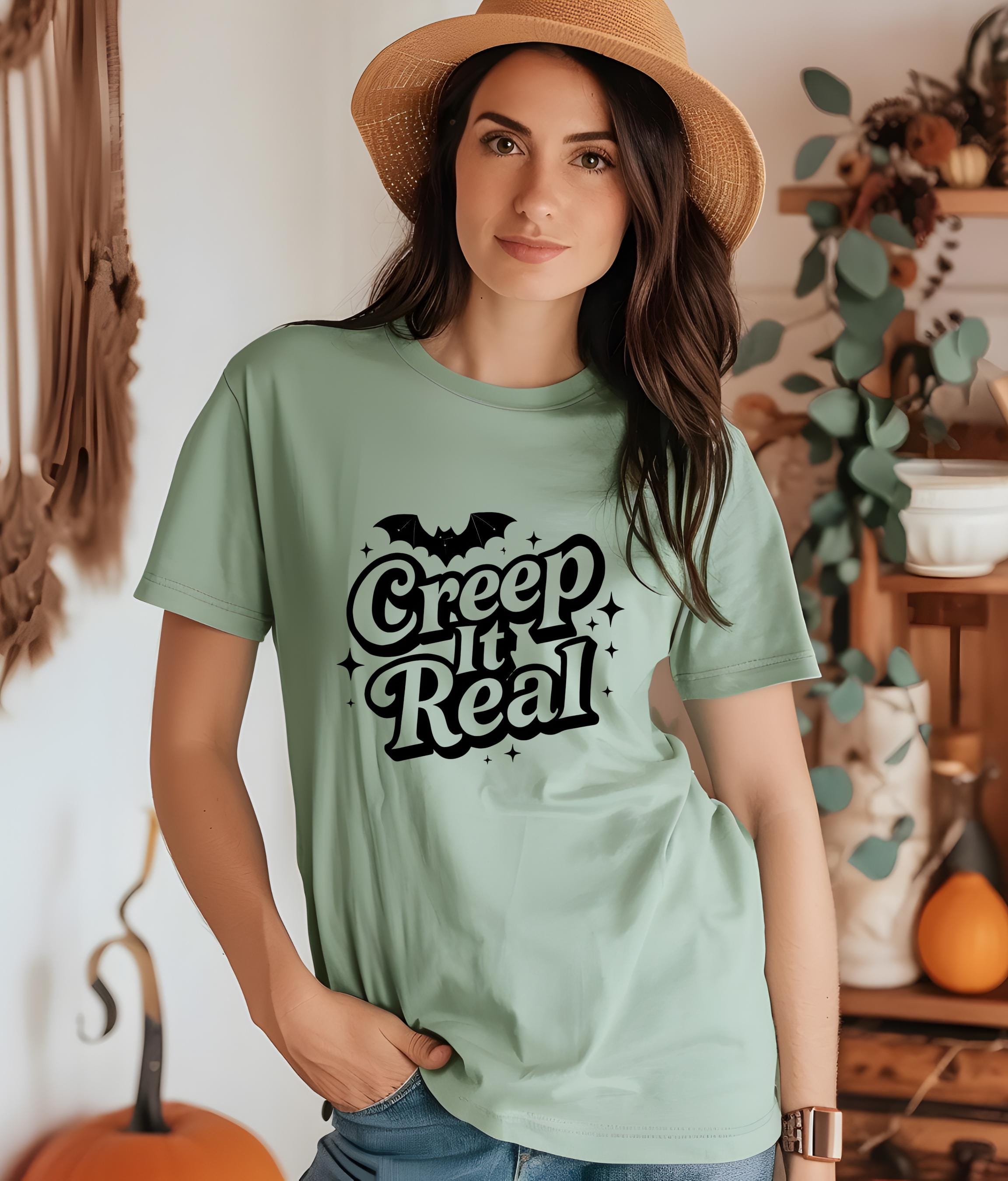 Creep It Real T-Shirt, Funny Halloween Teacher Ghost Tee, Vintage Nurse Apparel, Spooky Fall Shirt for Women, Halloween Part TShirt