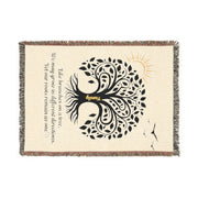 Family Tree Woven Blanket - Whimsical Cotton Tapestry