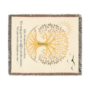 Family Tree Woven Blanket - Whimsical Cotton Tapestry