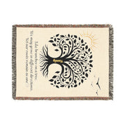 Family Tree Woven Blanket - Whimsical Cotton Tapestry