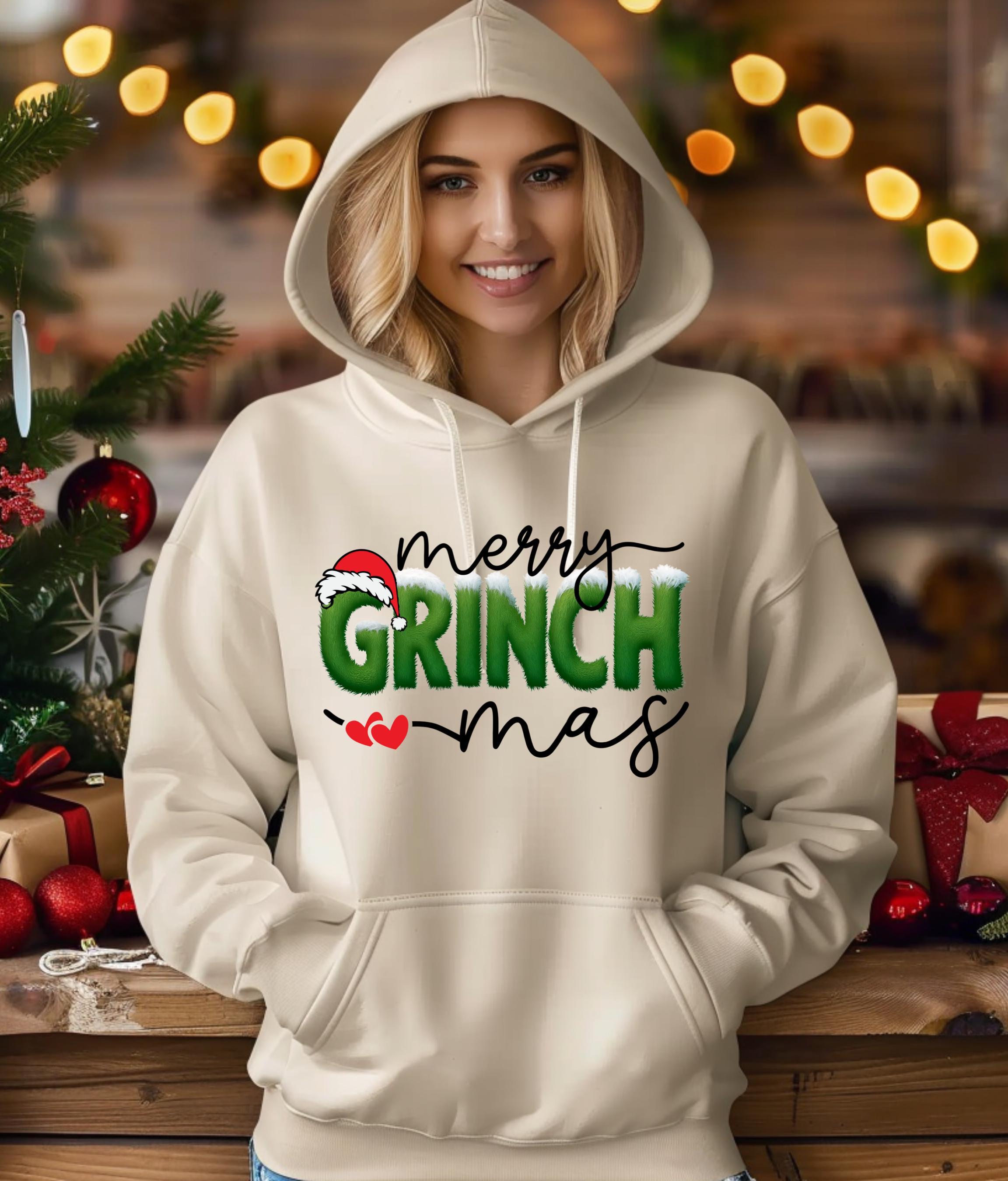 Merry Grinchmas Hoodie | Christmas Holiday Graphic Sweatshirt