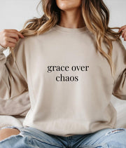 Grace Over Chaos Embroidered Crewneck Sweatshirt | Sassy Minimalist Style