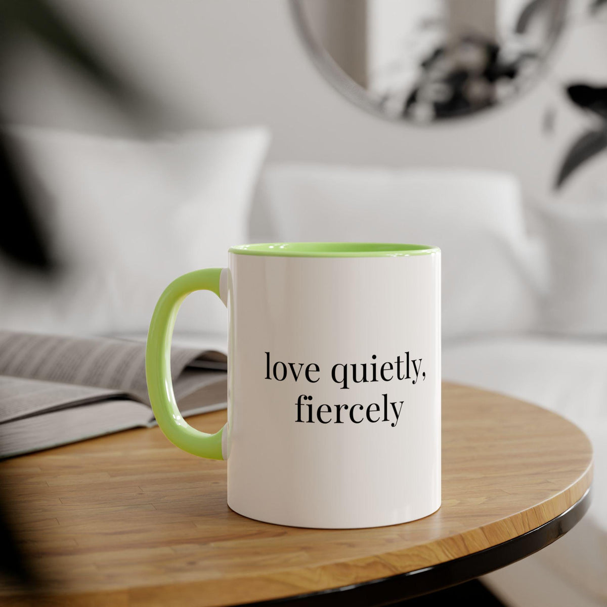 Love Quietly Fiercely Mug, Minimalist Coffee Cup, Valentine's Day Gift