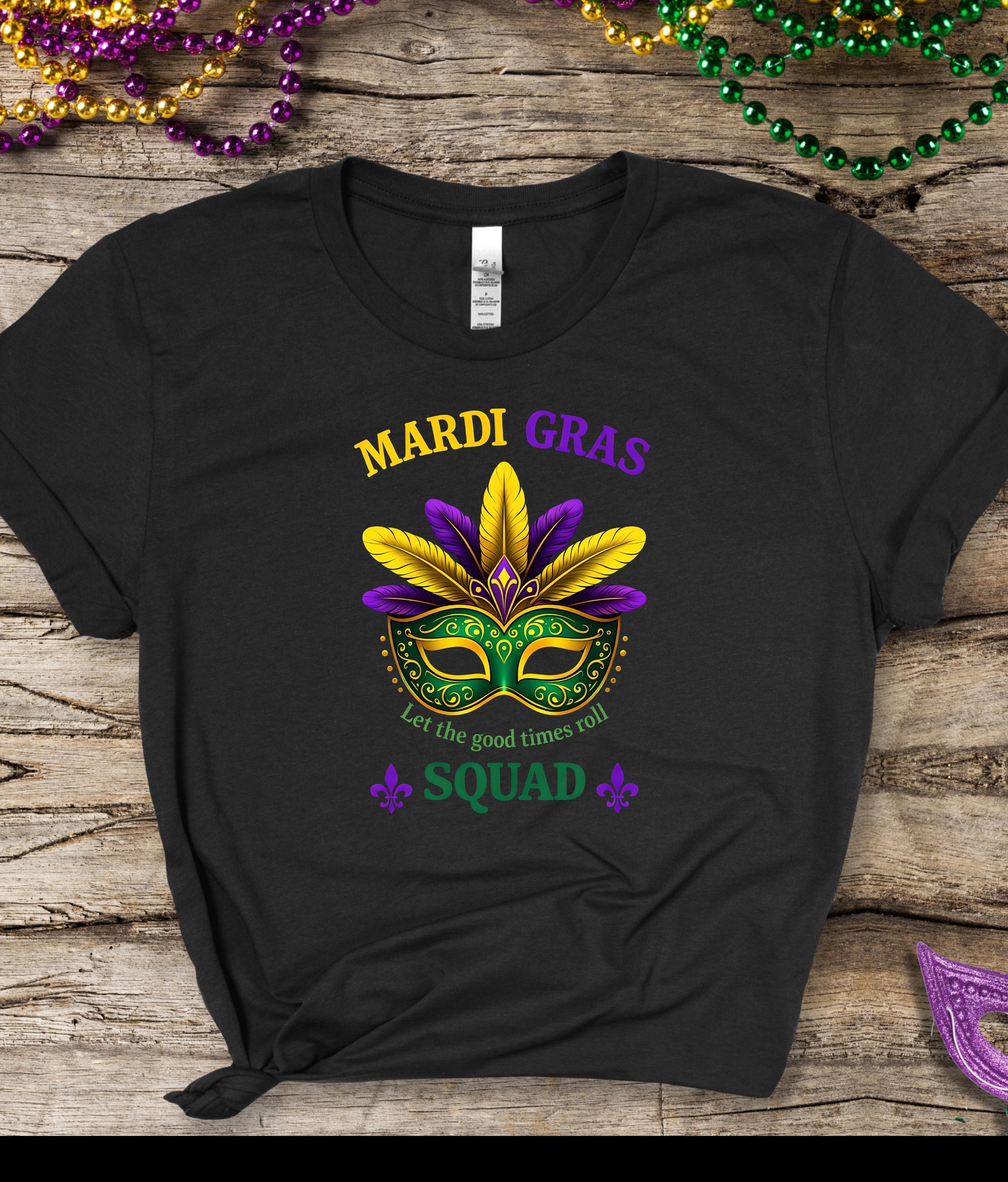 Mardi Gras Mask T-Shirt | Purple, Green & Gold Carnival Tee