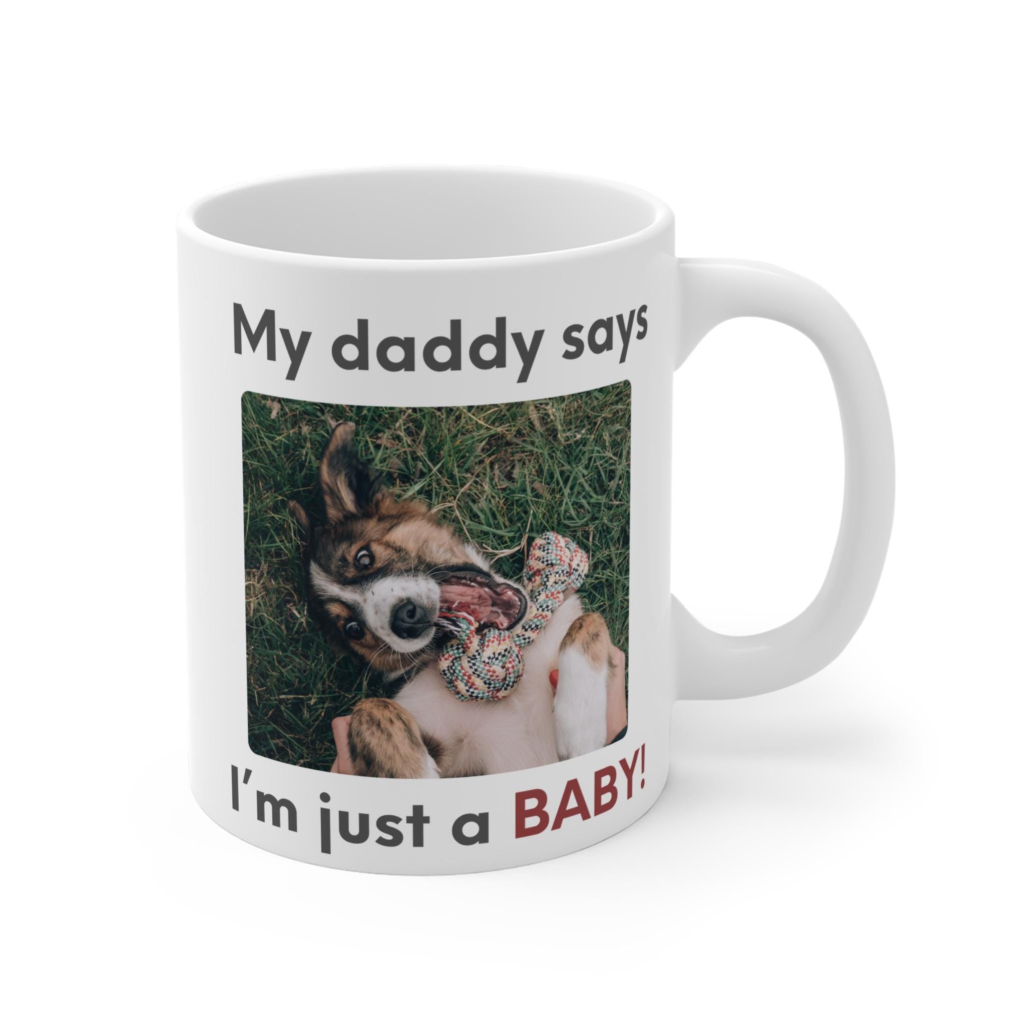 My Daddy Says Im Just a Baby Mug | Funny Dog Dad Coffee Mug | Cute Pet Parent Gift | Ceramic Mug 11oz 15oz 20oz