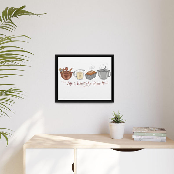 Life Is What You Bake It Canvas | Kitchen Wall Art | Baking Quote Decor | Cozy Farmhouse Kitchen Art | Gift for Bakers