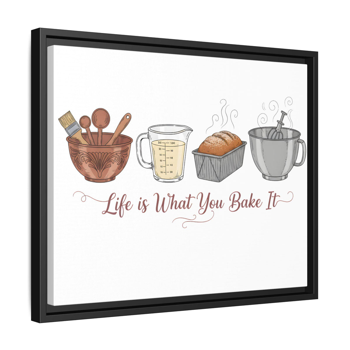 Life Is What You Bake It Canvas | Kitchen Wall Art | Baking Quote Decor | Cozy Farmhouse Kitchen Art | Gift for Bakers