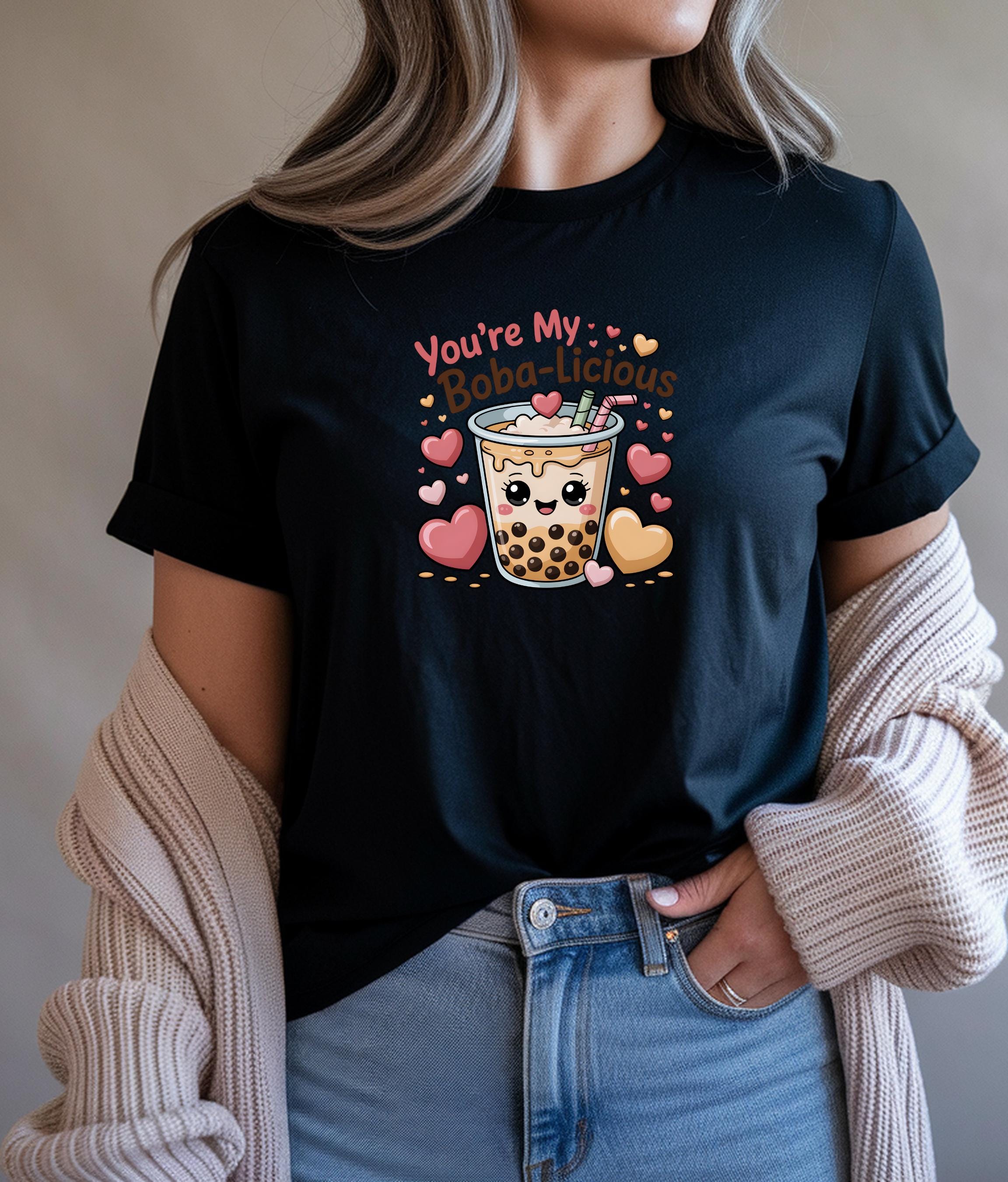 You're My Boba licious Boba Tea T Shirt | Cute Kawaii Bubble Tea Hearts | Funny Food Pun Tee | Unisex Graphic Shirt