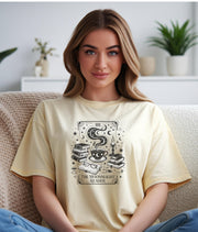 Mystical Reader Shirt, Celestial Book Lover Tee, Moonlit Reading Shirt, Cozy Cotton T-shirt, Gift for Bookworms, Astrology Graphic Top