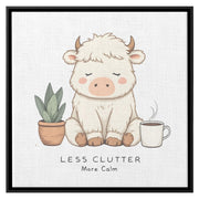 Cute Fluffy Highland Cow Canvas Art Print, Boho Nursery Decor, Zen Wall Art, Playful Kids Room Decor, Baby Shower Gift, Modern Home Decor