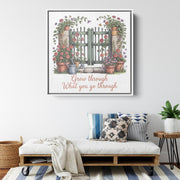 Garden Canvas Wall Art, Inspirational Quote Decor, Floral Gate Print, Nature Lover Gift, Home Office Decoration, Motivational Art Piece
