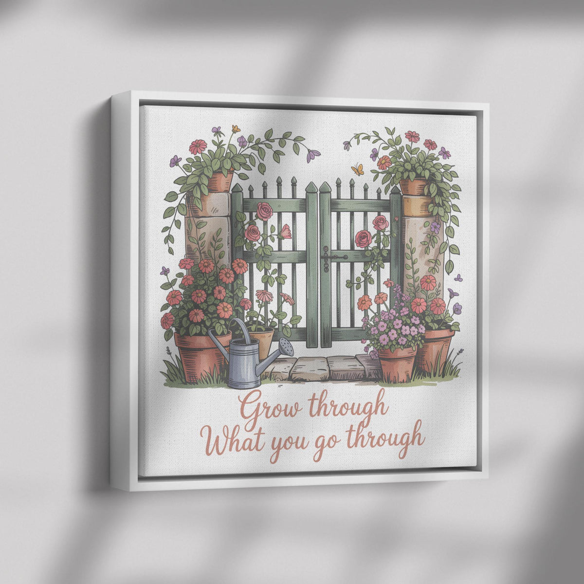 Garden Canvas Wall Art, Inspirational Quote Decor, Floral Gate Print, Nature Lover Gift, Home Office Decoration, Motivational Art Piece