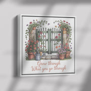 Garden Canvas Wall Art, Inspirational Quote Decor, Floral Gate Print, Nature Lover Gift, Home Office Decoration, Motivational Art Piece