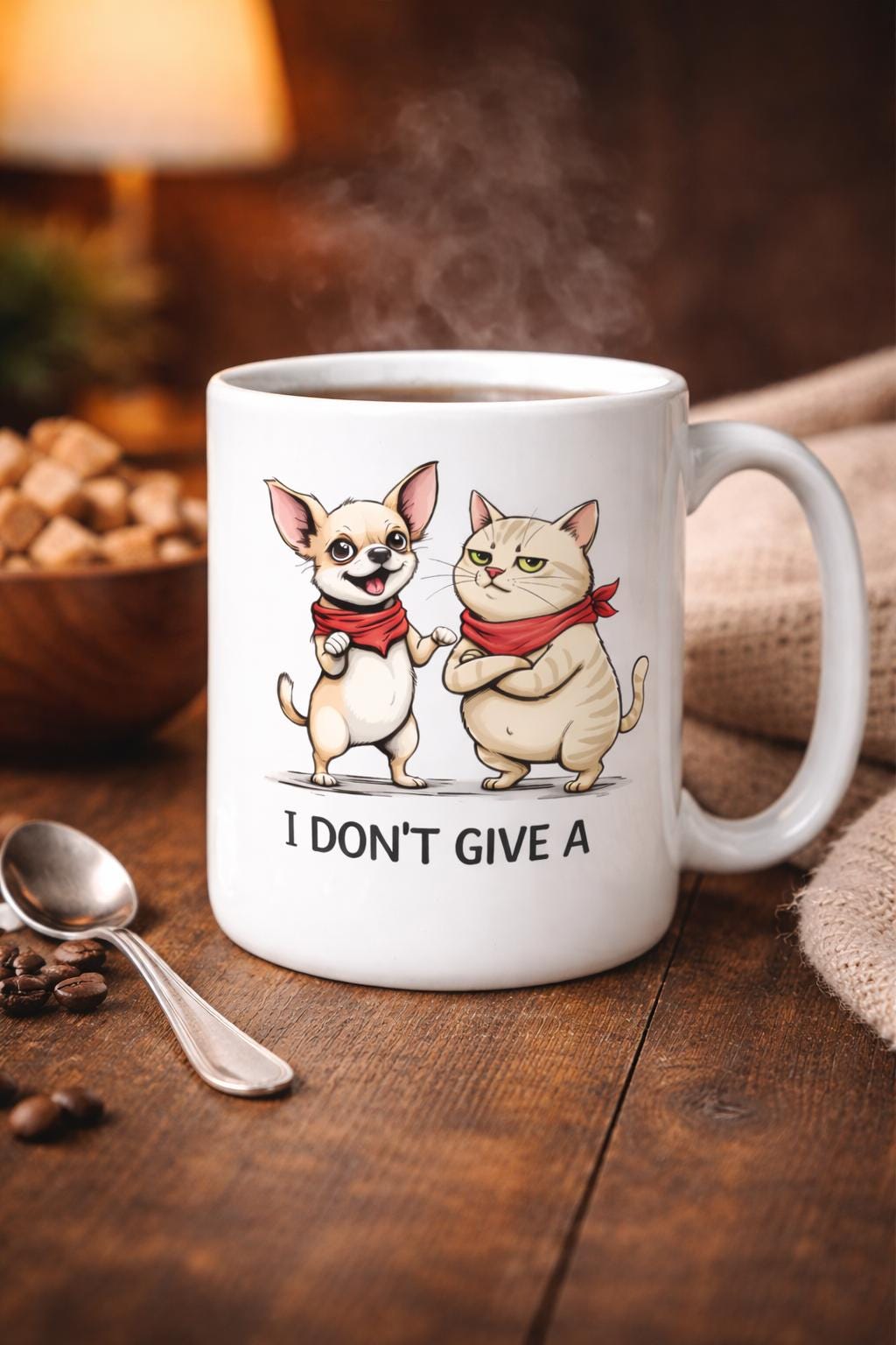 Funny Dog Cat Mug, Cute Coffee Cup, Gift for Animal Lovers, Humorous Ceramic Mug, Dishwasher Safe Drinkware, Pet Lover Present, Cool Gift