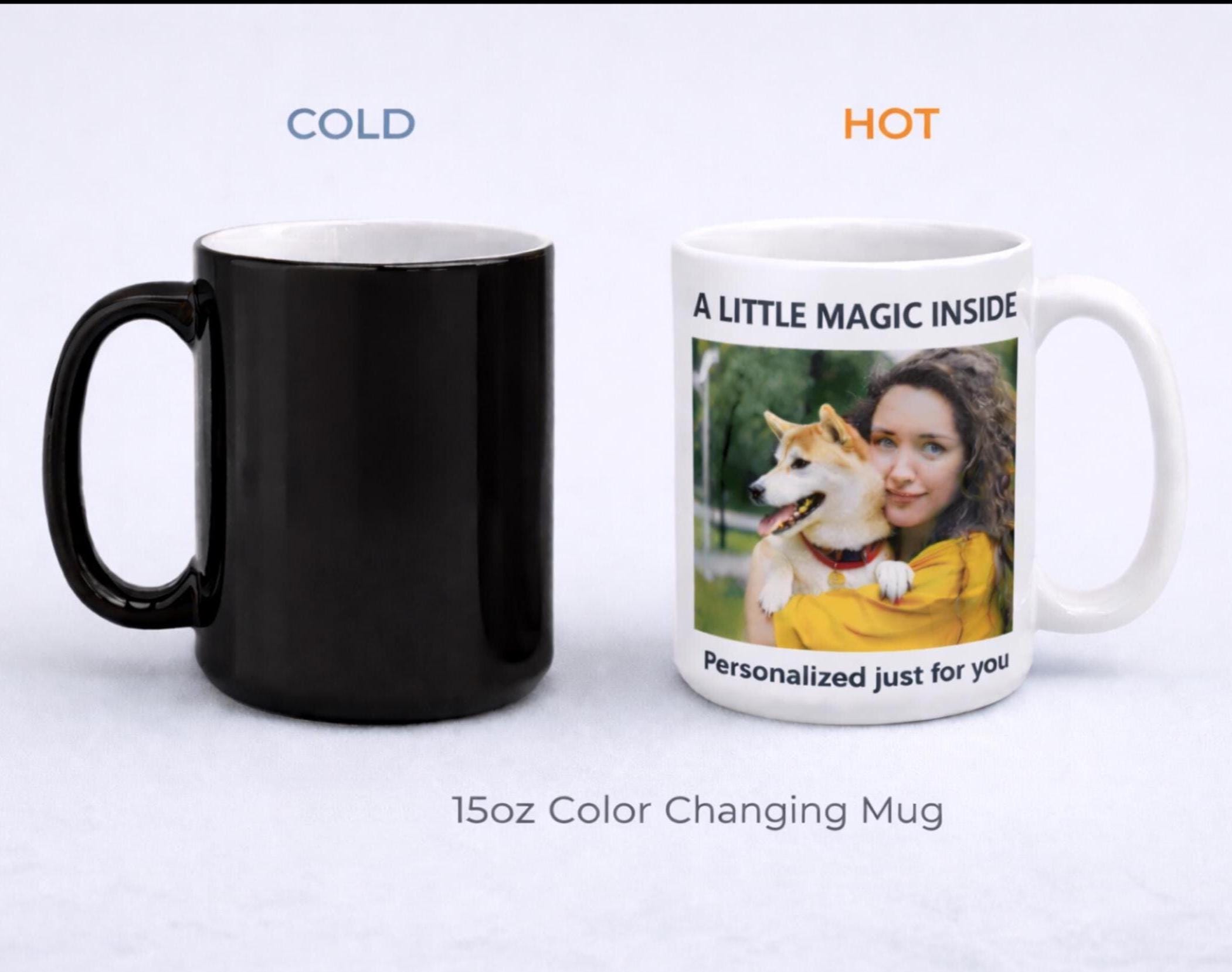 Personalized Color Changing Mug | Magic Reveal Coffee Cup | Custom Photo Heat Sensitive Mug | Surprise Gift for Her Him 15oz