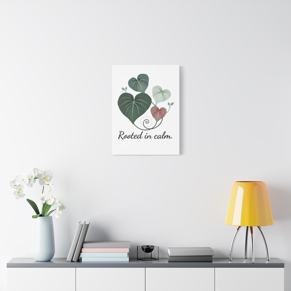Rooted in Calm Canvas Wall Art | Botanical Leaf Print | Minimalist Nature Decor | Green Zen Wall Art | Modern Home Decor Matte Canvas