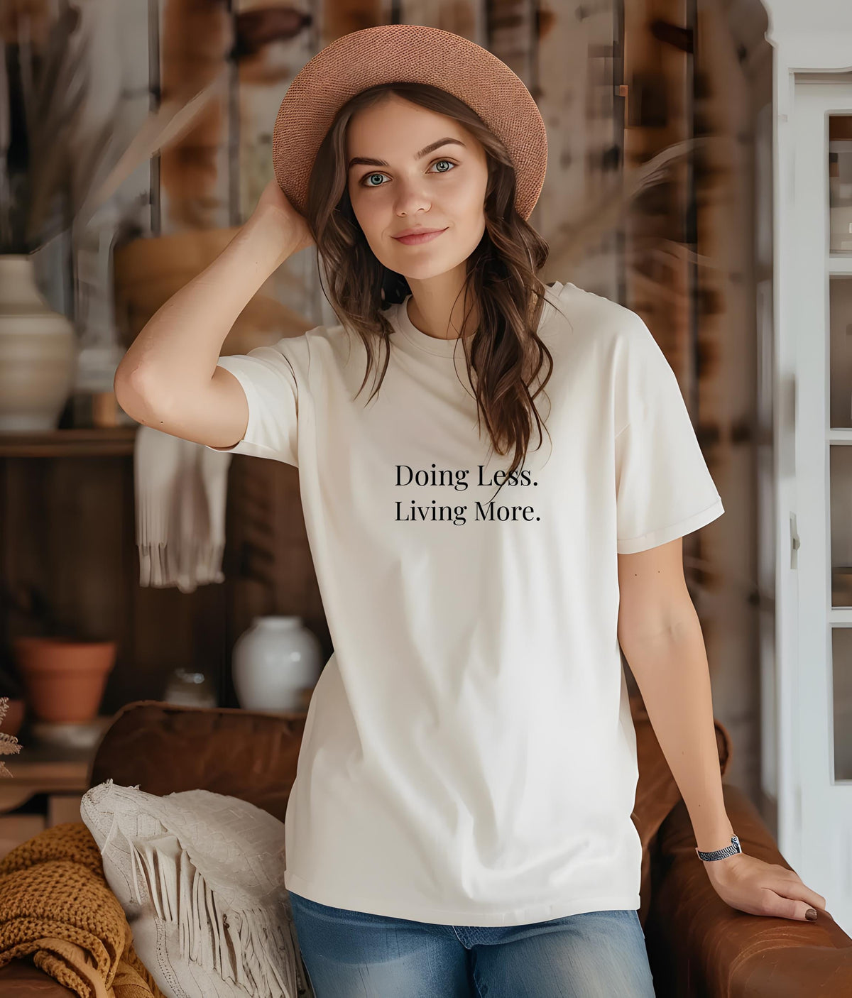 Minimalist Graphic T-Shirt | Doing Less Living More, Relaxed Fit