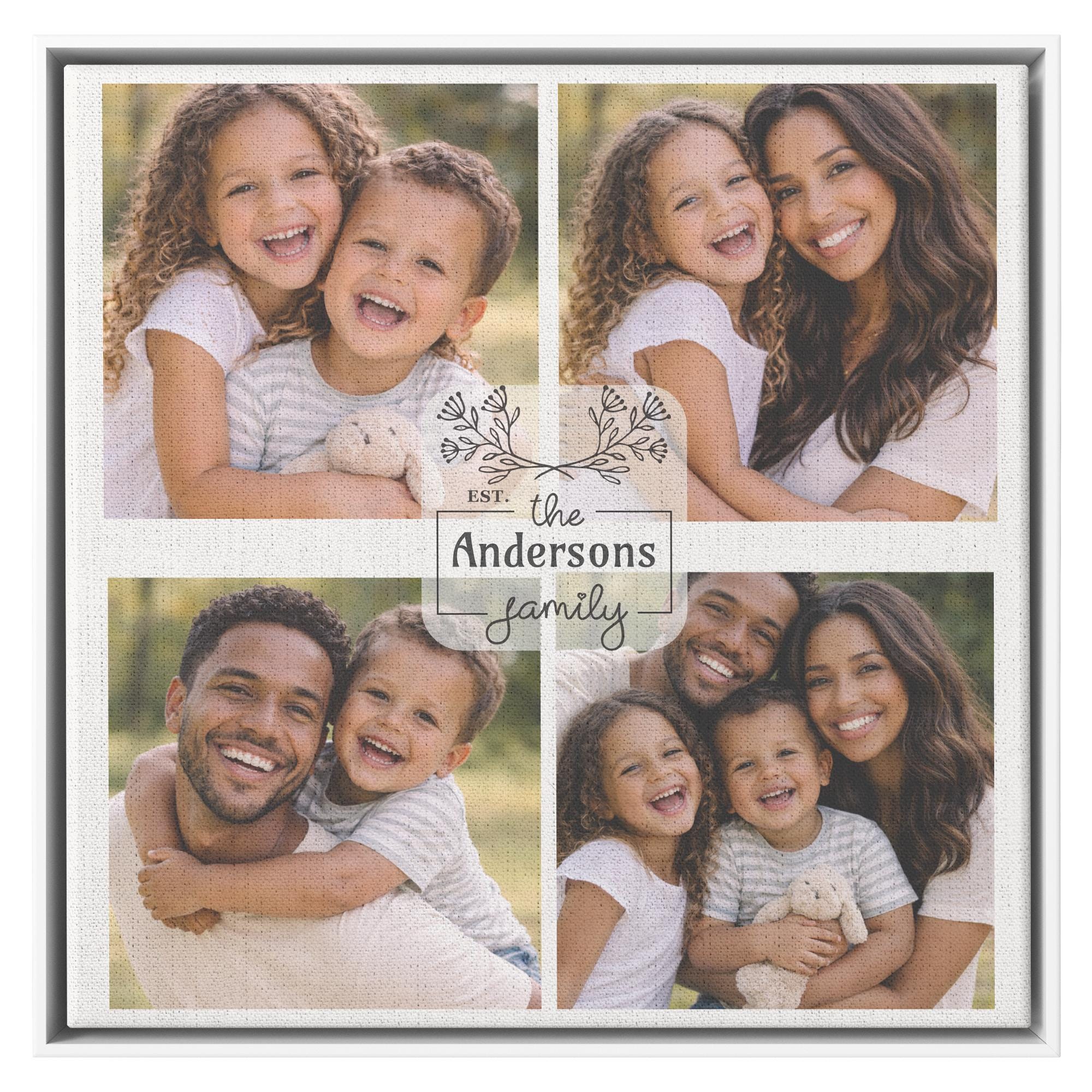 Personalized Family Photo Canvas Print | Custom Square Wall Art | Large Family Collage Canvas | Home Decor Gift