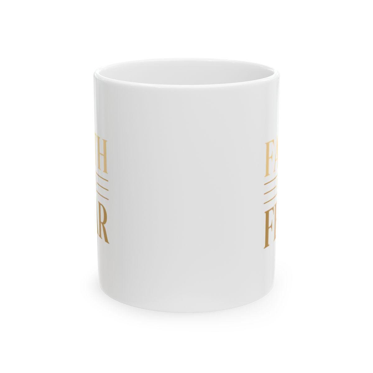 Faith Over Fear Mug – Christian Coffee Cup – Bible Verse Inspired Gift – Minimal Modern Faith Mug – 11oz 15oz Ceramic