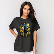 Van Gogh Cat Shirt | Starry Night Cat Tee | Aesthetic Black Cat Art | Sunflower Van Gogh Print Gift