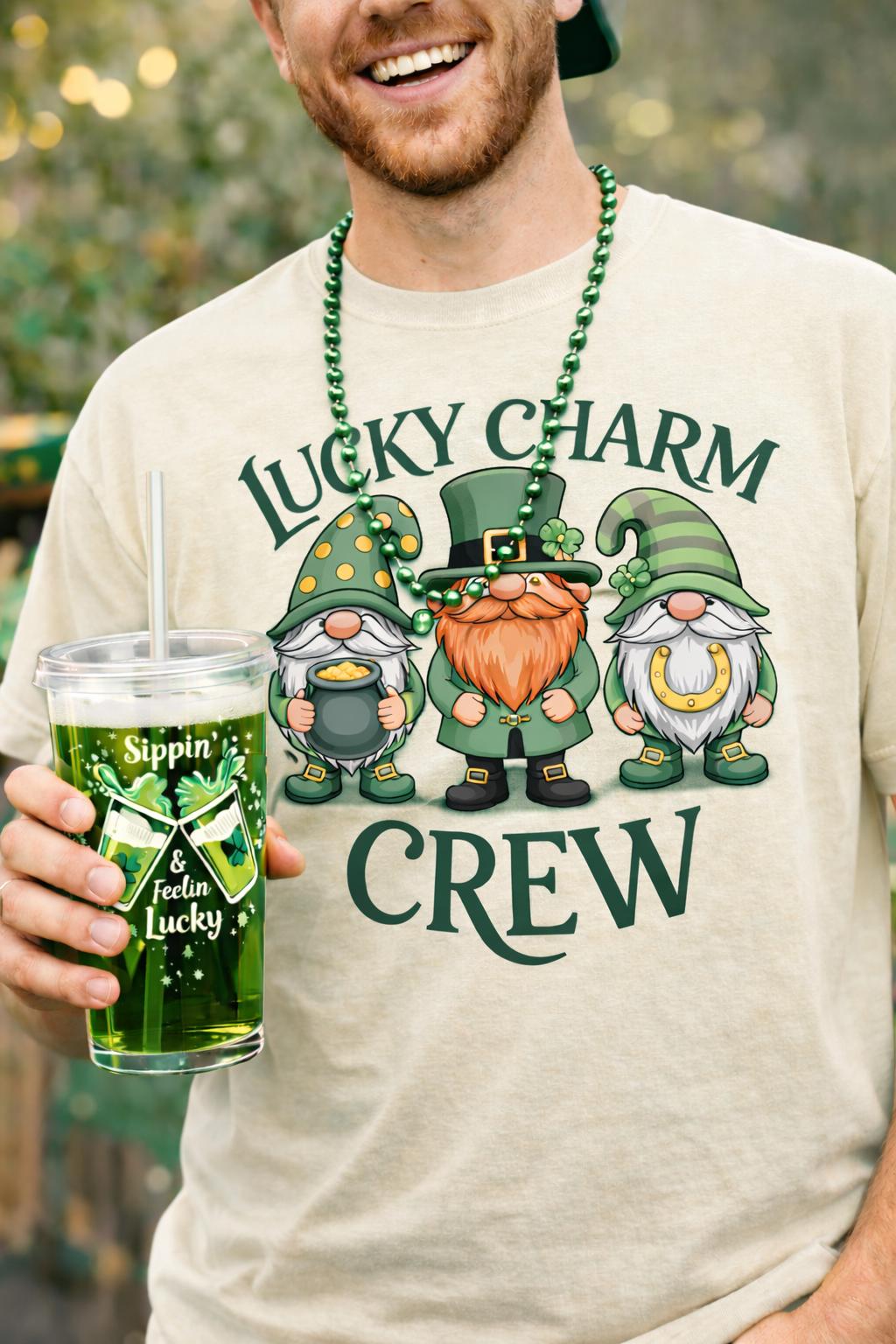 Lucky Charm Crew Shirt | St Patrick’s Day Gnome Tee | Comfort Colors 1717 Irish Shamrock Shirt | Cute Green Holiday Top