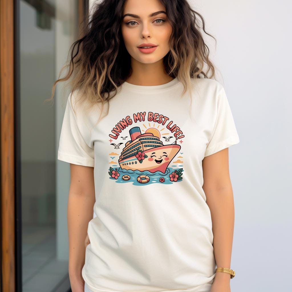 Living My Best Life Cruise Shirt | Comfort Colors 1717 | Funny Vacation Tee | Cruise Ship Graphic | Tropical Travel Shirt