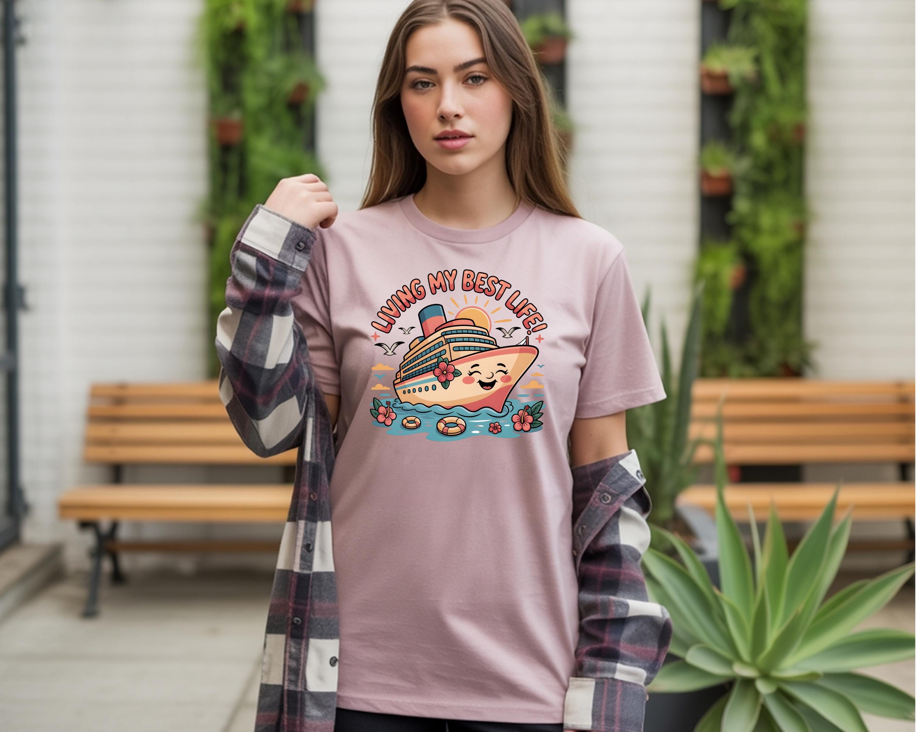 Living My Best Life Cruise Shirt | Comfort Colors 1717 | Funny Vacation Tee | Cruise Ship Graphic | Tropical Travel Shirt