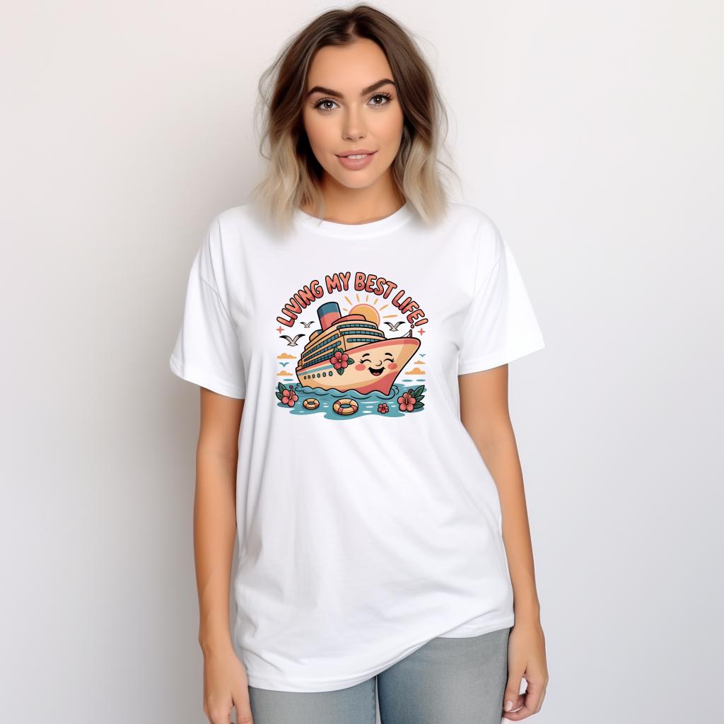 Living My Best Life Cruise Shirt | Comfort Colors 1717 | Funny Vacation Tee | Cruise Ship Graphic | Tropical Travel Shirt
