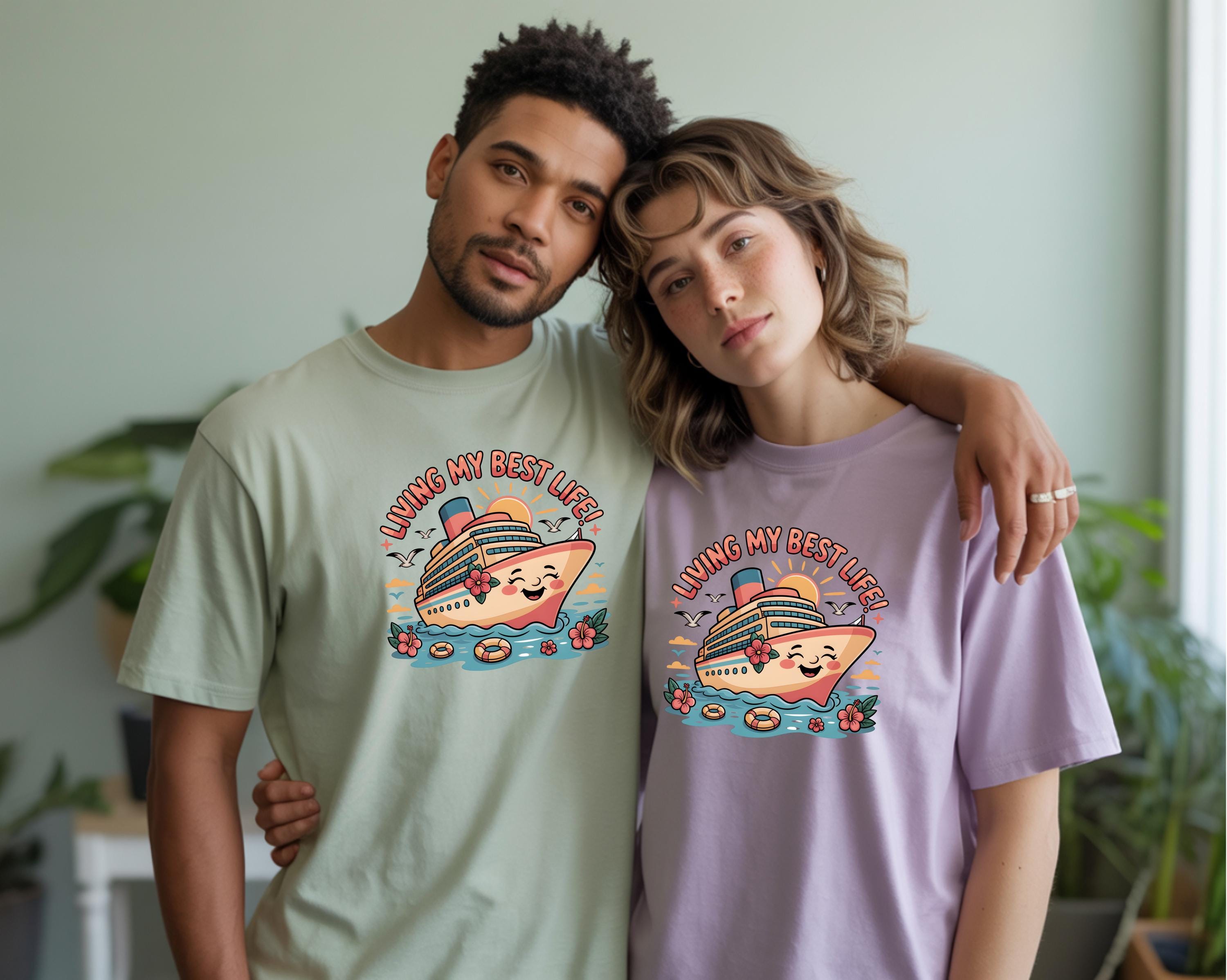 Living My Best Life Cruise Shirt | Comfort Colors 1717 | Funny Vacation Tee | Cruise Ship Graphic | Tropical Travel Shirt