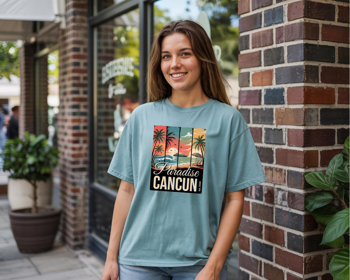 Personalized Paradise Destination Shirt | Custom Vacation Location Tee | Comfort Colors 1717 Tropical Beach T-Shirt