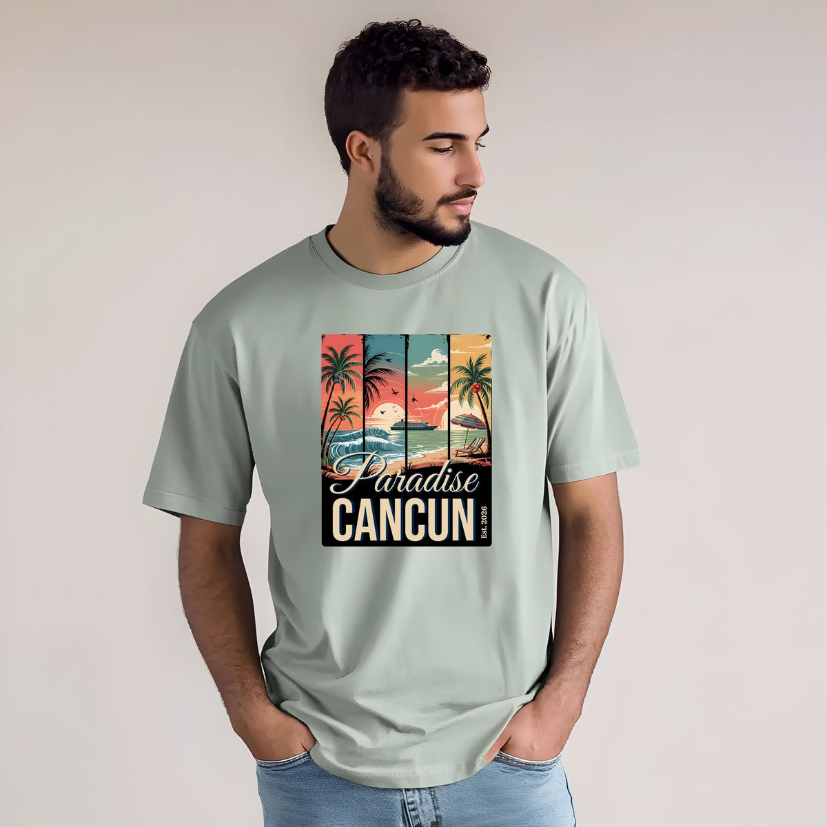 Personalized Paradise Destination Shirt | Custom Vacation Location Tee | Comfort Colors 1717 Tropical Beach T-Shirt