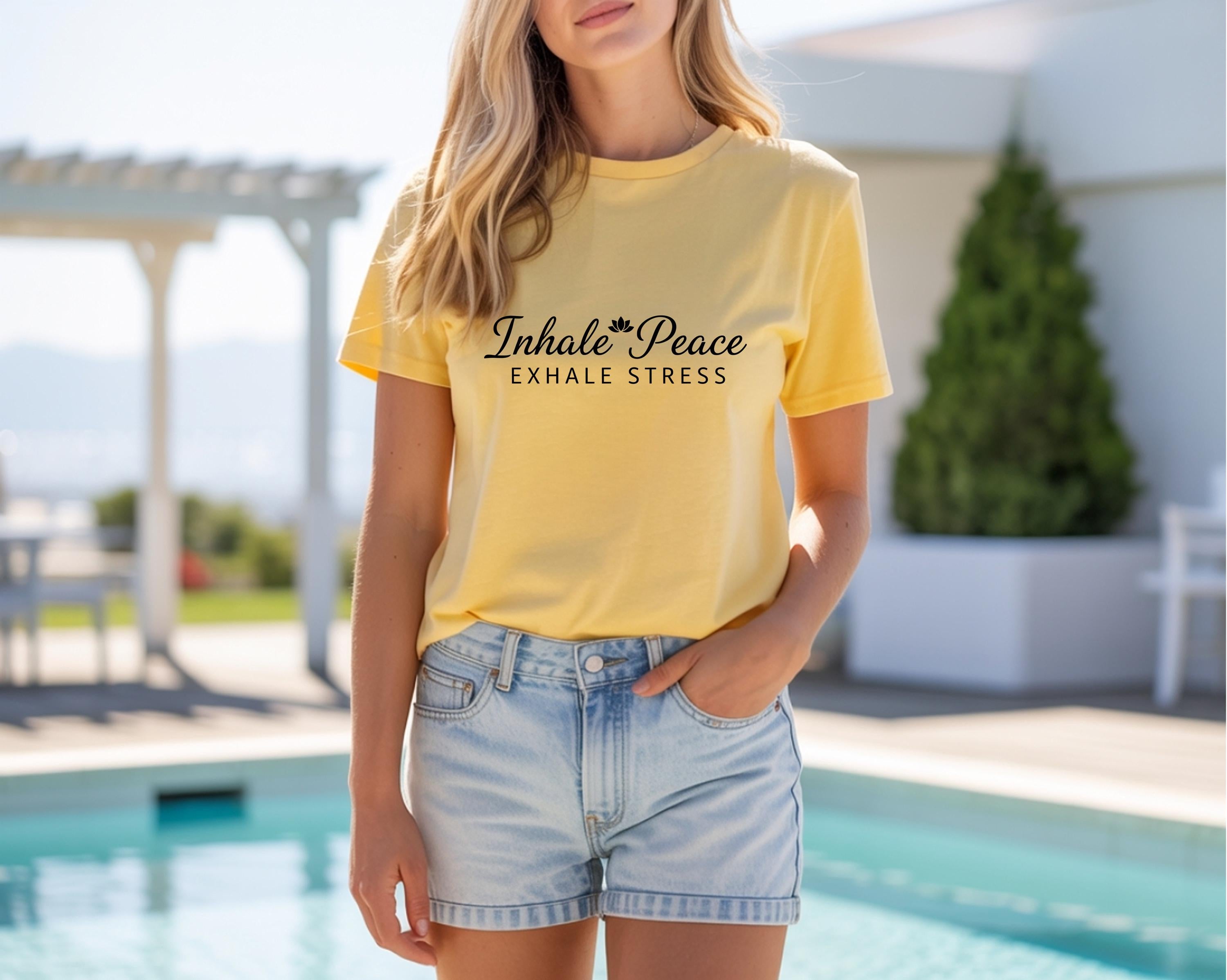 Protect Your Peace Shirt, Exhale The Stress Tee, Mental Health Self Care Shirt, Minimalist Aesthetic Wellness Top