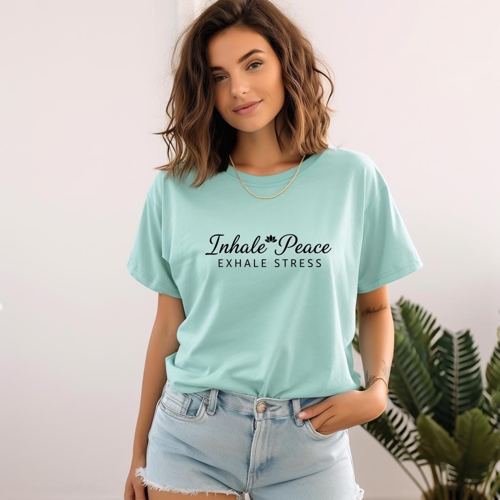 Protect Your Peace Shirt, Exhale The Stress Tee, Mental Health Self Care Shirt, Minimalist Aesthetic Wellness Top