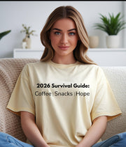 2026 Survival Guide T-Shirt | Coffee, Snacks, Hope Graphic Tee