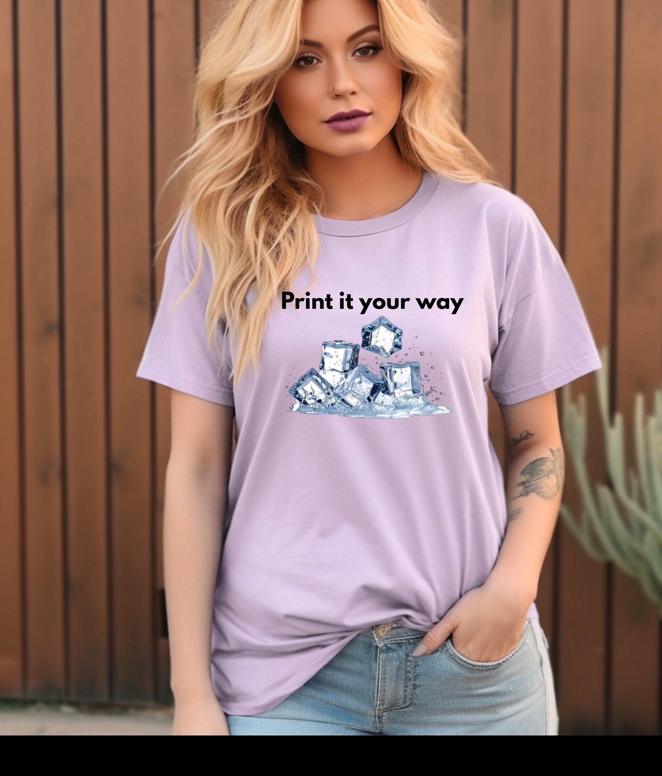 Print It Your Way cubes graphic T-shirt | blue sketch illustration