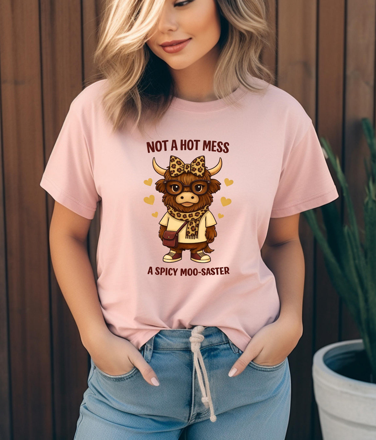 Not a Hot Mess Shirt | Spicy Moo-saster Cow T-Shirt | Funny Valentine Tee | Cute Moody Cow Shirt | Sassy Graphic Tee Gift