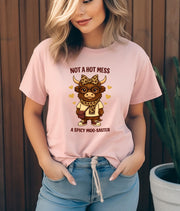 Not a Hot Mess Shirt | Spicy Moo-saster Cow T-Shirt | Funny Valentine Tee | Cute Moody Cow Shirt | Sassy Graphic Tee Gift