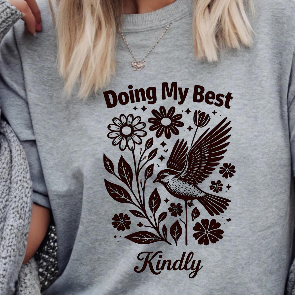 Doing My Best Kindly T Shirt | Boho Flower Mental Health Tee | Soft Life Shirt | Gentle Reminder Graphic Tee | Dove and Floral Illustration