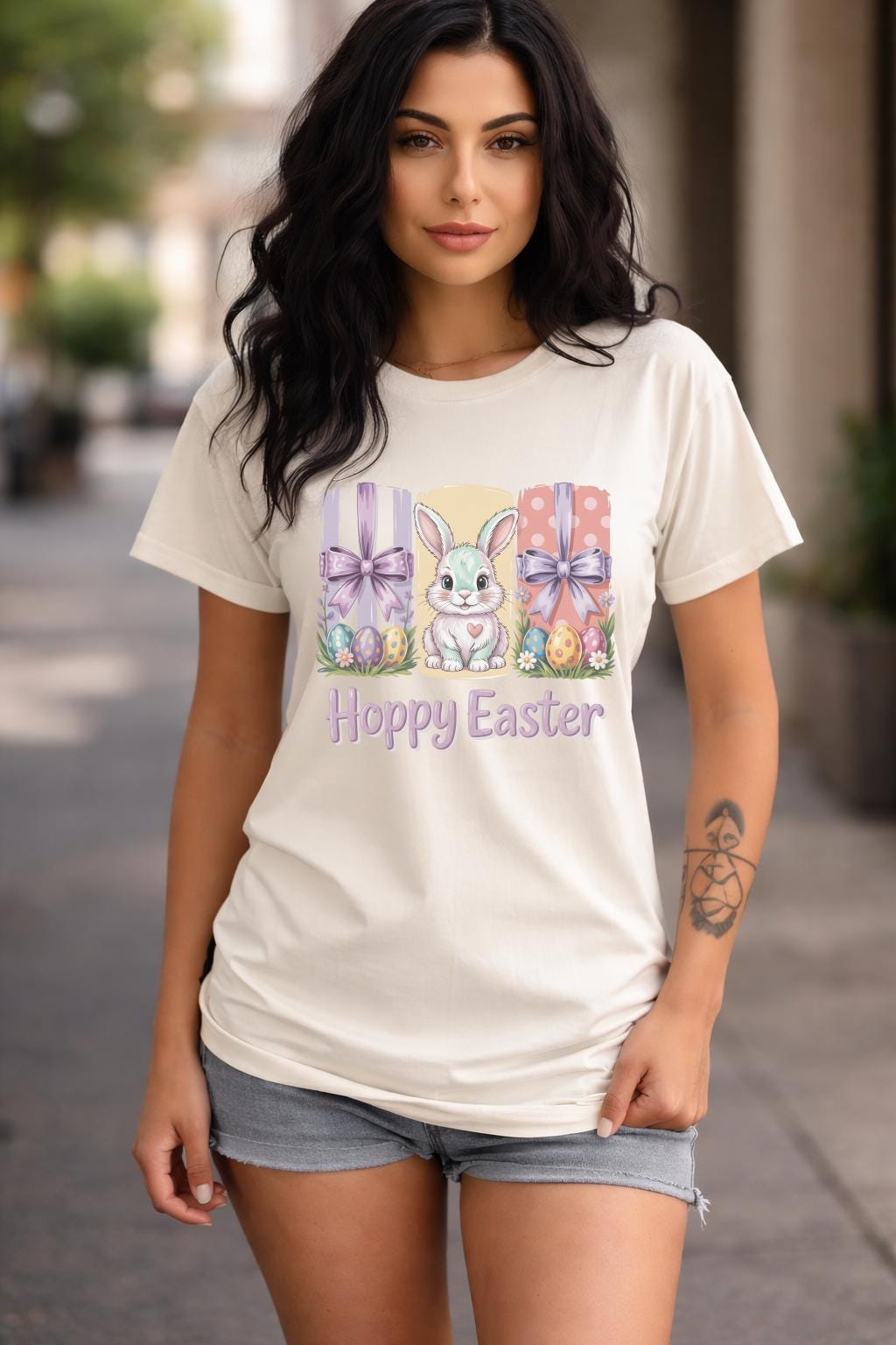 Happy Easter Bunny Shirt, Cute Pastel Easter Graphic Tee, Comfort Colors 1717 Spring Shirt