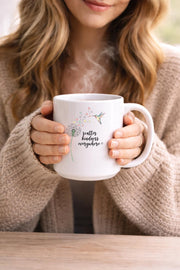 Scatter Kindness Everywhere Mug, Hummingbird Floral Coffee Cup, Inspirational Ceramic Mug 11oz 15oz