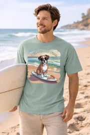 Will Surf for Pizza Shirt, Funny Beach Dog Graphic Tee, Summer Vacation T-Shirt